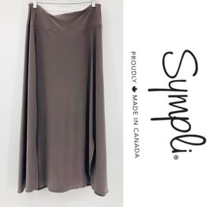 Sympli Double Front Slits Midi Skirt